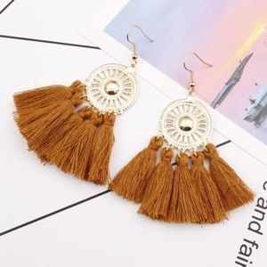 5 for $25 Brown Bohemian Fringe Tassel Earrings
